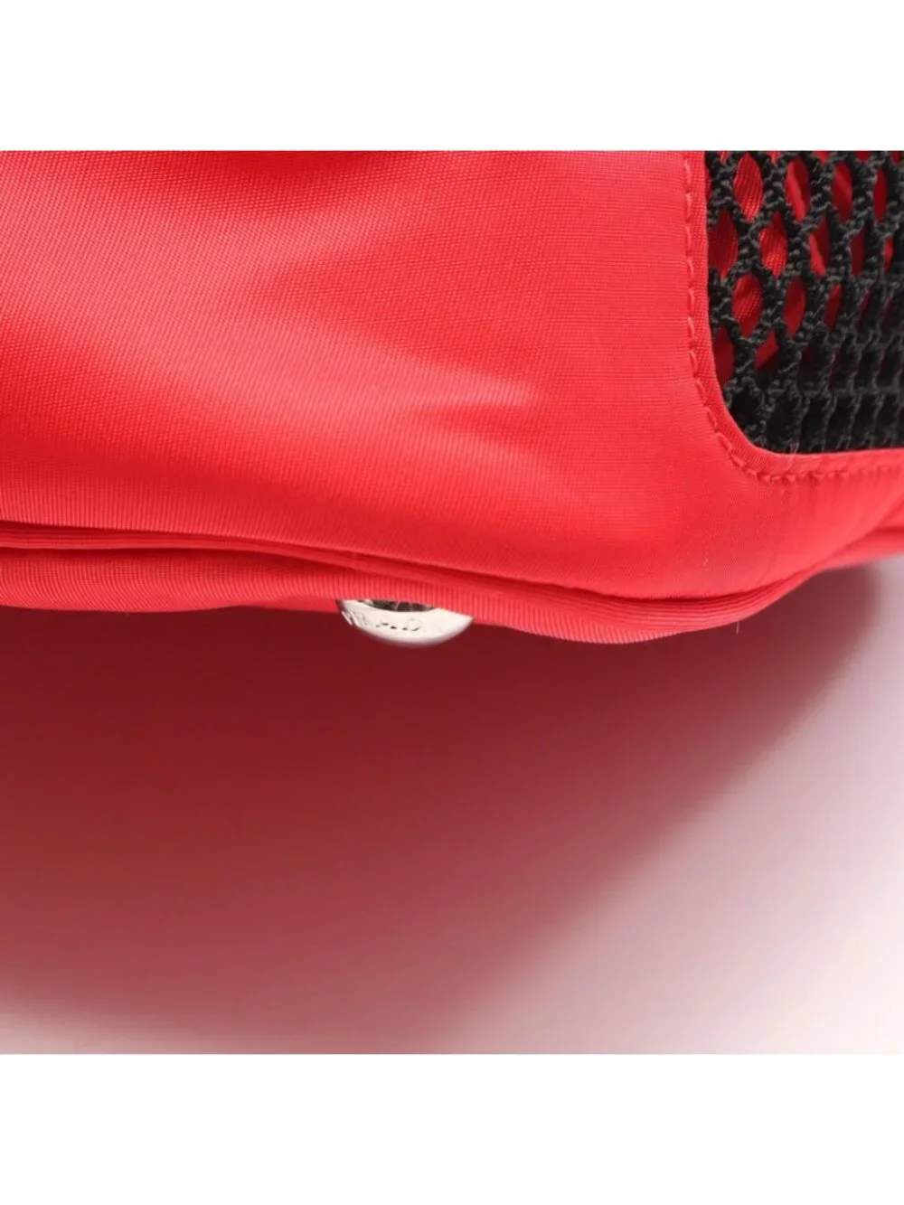 Prada Handbag Re-Nylon Pet Bag 2-Way Red Black Nylon Saffiano Leather